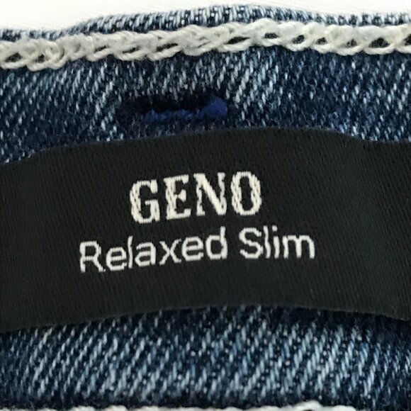 True Religion Geno Relaxed Slim Jeans Men 36x33 Blue Mid Rise Distressed Stretch - Picture 4 of 13